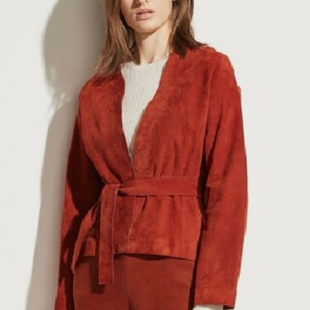 Vince Rust Suede Belted Jacket